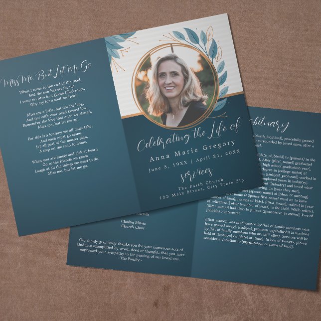 Celebration of Life Photo Bronze Memorial Funeral Programme (Creator Uploaded)