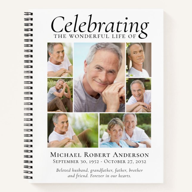 Celebration of Life Photo Collage Budget Guestbook Notebook (Front)