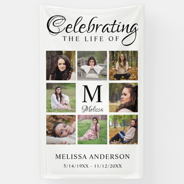 Celebration Of Life Photo Collage Funeral Welcome  Banner (Vertical)