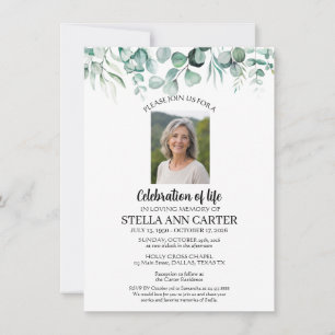 Celebration of Life Photo Eucalyptus Death Invitation