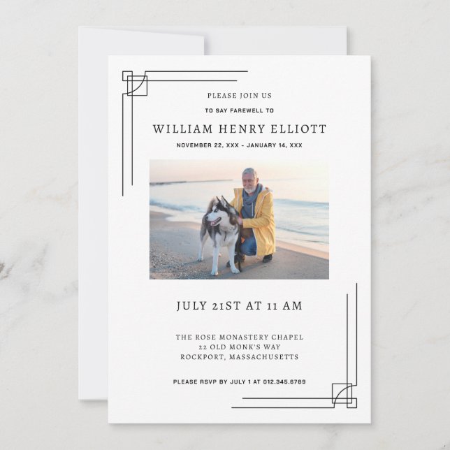 Celebration of Life Photo Farewell Funeral Service Invitation (Front)