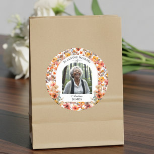 Celebration Of Life Photo Funeral Colourful Floral Classic Round Sticker