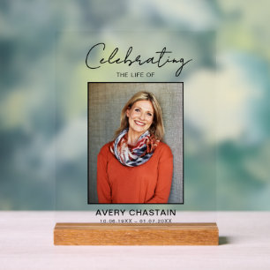 Celebration Of Life Photo Funeral Memorial  Acrylic Sign