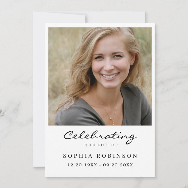 Celebration of Life Photo Funeral Memorial Card (Front)
