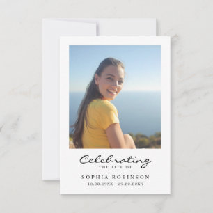 Celebration of Life Photo Funeral Memorial Card