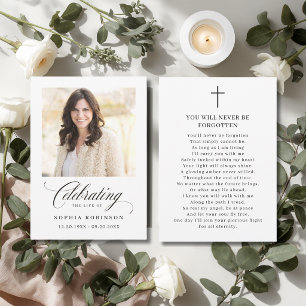 Celebration of Life Photo Funeral Memorial Card