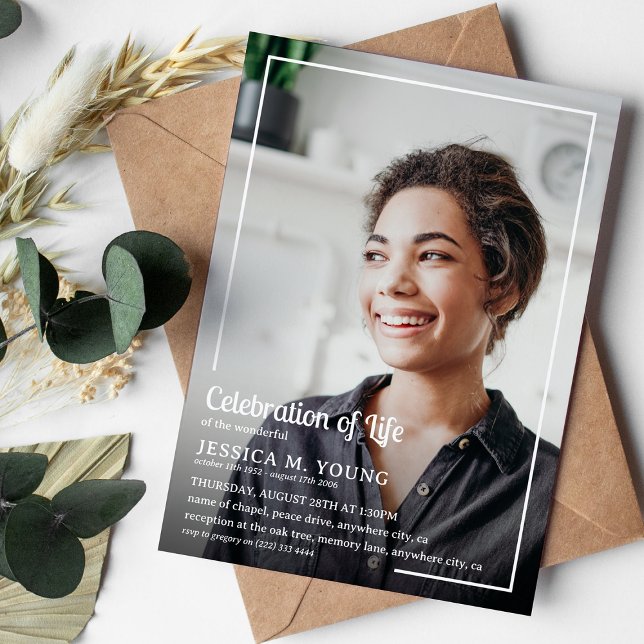 Celebration of Life Photo Funeral Memorial Invitation (Creator Uploaded)