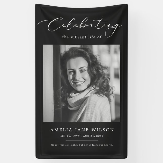 Celebration Of Life Photo Funeral Memorial Service Banner (Vertical)