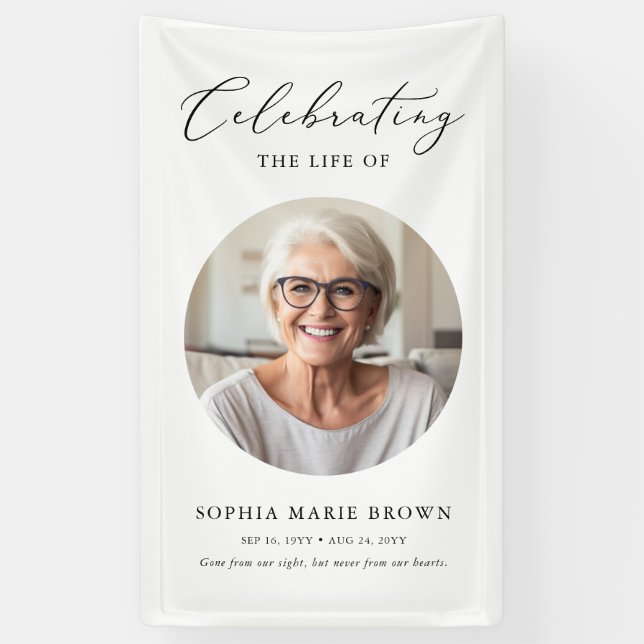 Celebration Of Life Photo Funeral Memorial Service Banner (Vertical)