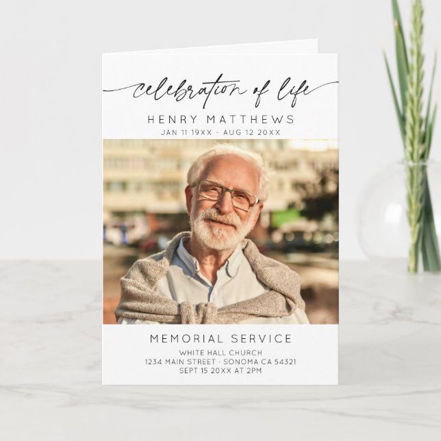 Celebration of Life Photo Funeral Order of Service Programme (Front)