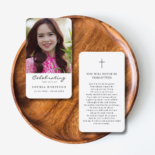 Celebration of Life Photo Funeral Prayer Card