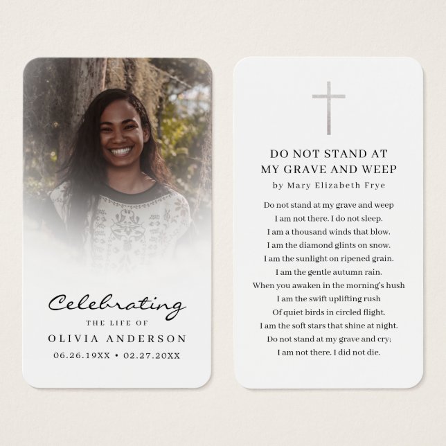 Celebration of Life Photo Funeral Prayer Card (Front & Back)
