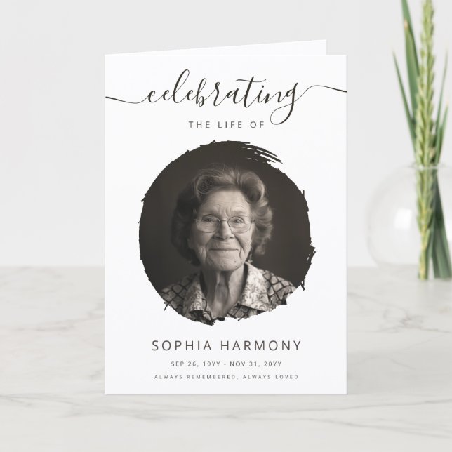 Celebration of Life Photo Funeral Program Card (Front)