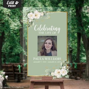 Celebration of Life Photo Funeral Welcome  Acrylic Sign