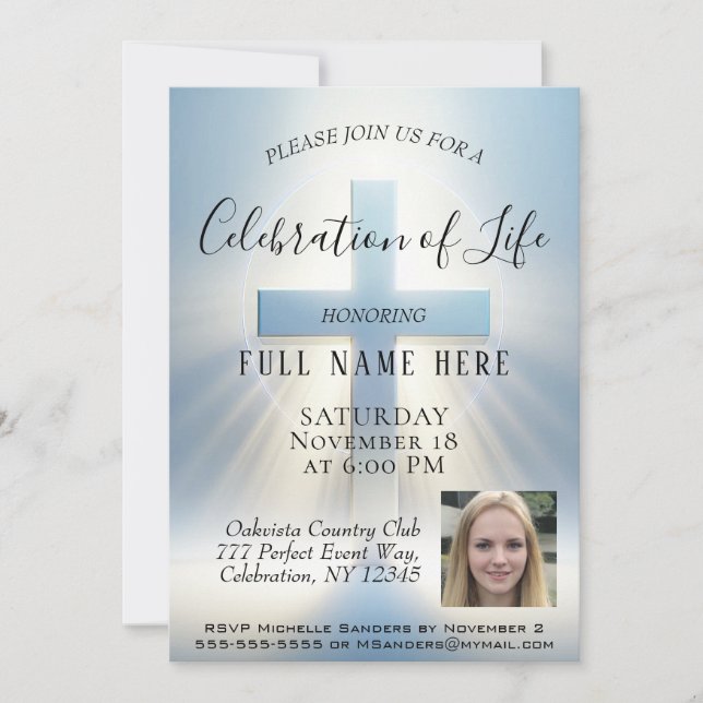 Celebration of Life - Photo Invitation (Front)