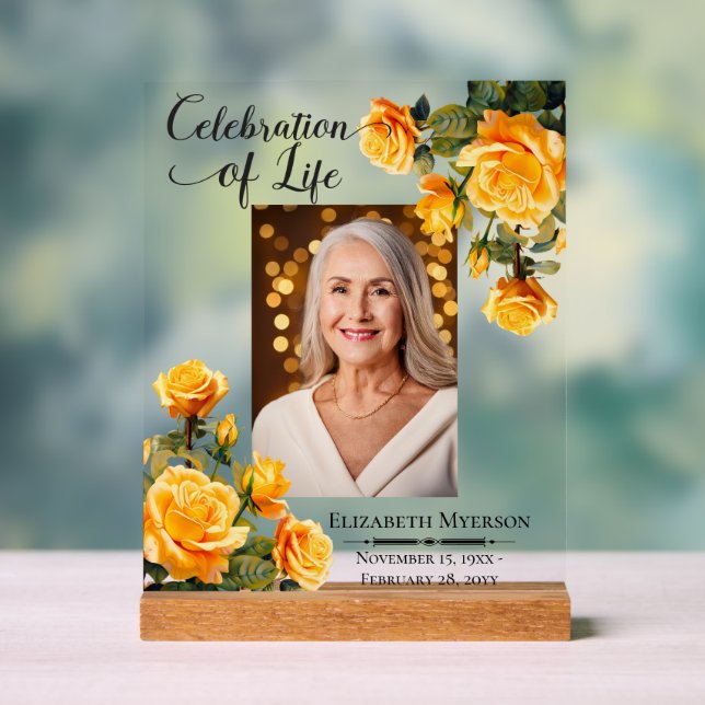 Celebration of Life Photo Memorial Acrylic Sign (Neutral)