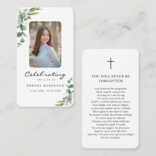 Celebration of Life Photo Memorial Prayer Card