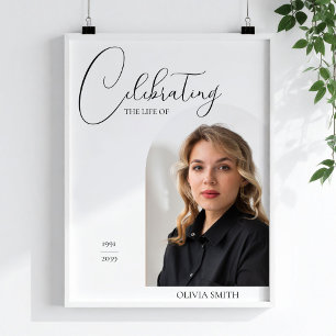 Celebration of Life Photo Minimalist Script Memory Poster