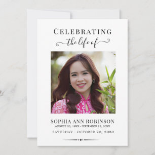 Celebration of Life Photo Modern Memorial  Invitation