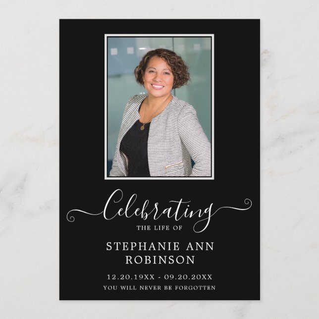 Celebration of Life Photo Order of Service Black Programme (Front)