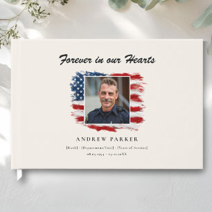 Celebration of Life Photo Patriotic Funeral Guest Book