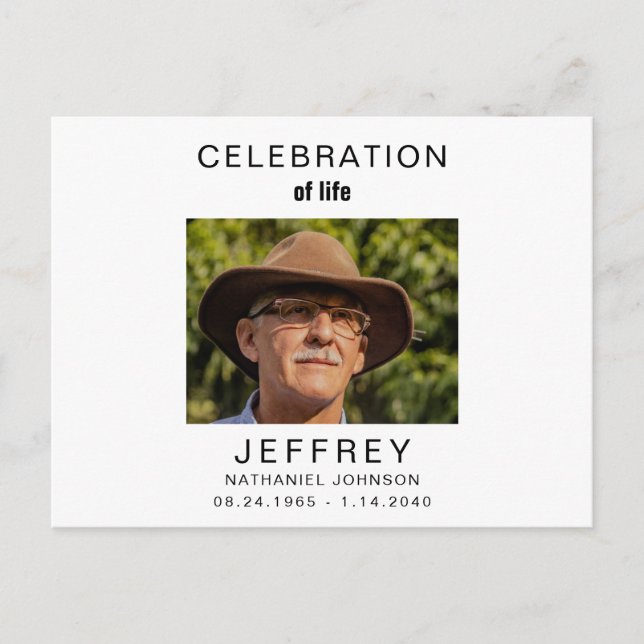 Celebration of Life Photo Postcard (Front)