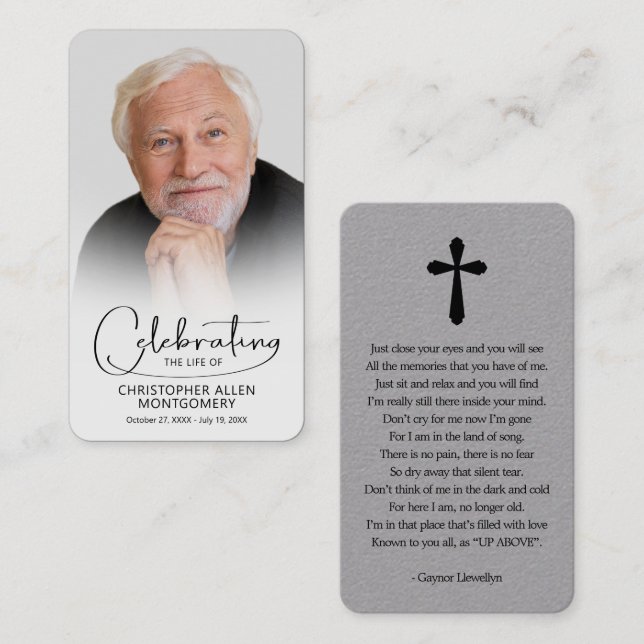 Celebration of Life Photo Prayer Card (Front/Back)