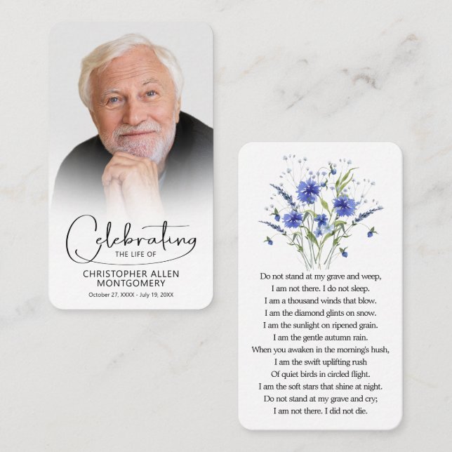 Celebration of Life Photo Prayer Card (Front/Back)