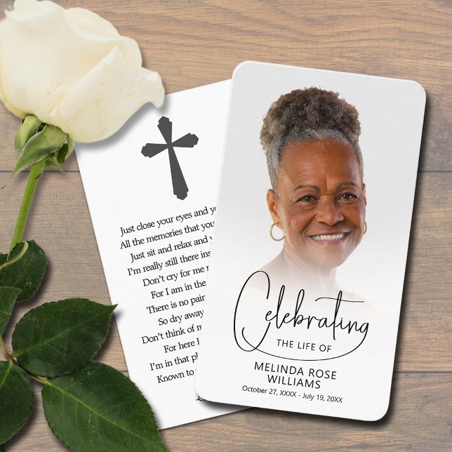 Celebration of Life Photo Prayer Card (Celebration of Life photo prayer card bookmark with a cross and poem on the back (can be changed))