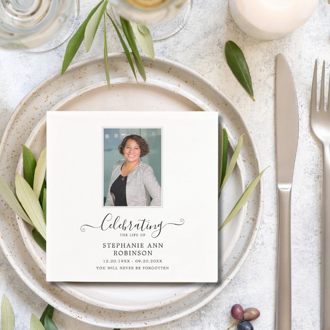Celebration of Life Photo Simple Modern  Napkin (Creator Uploaded)