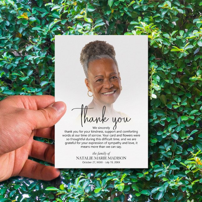 Celebration of Life Photo  Thank You Card (Celebration of Life photo flat thank you cards 3.5" x 5" (or larger))