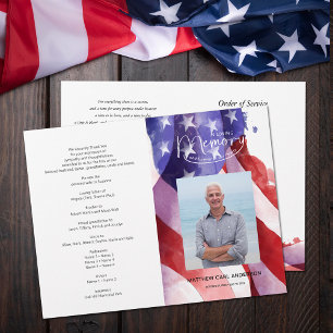 Celebration of Life Photo US Flag Funeral Program  Flyer