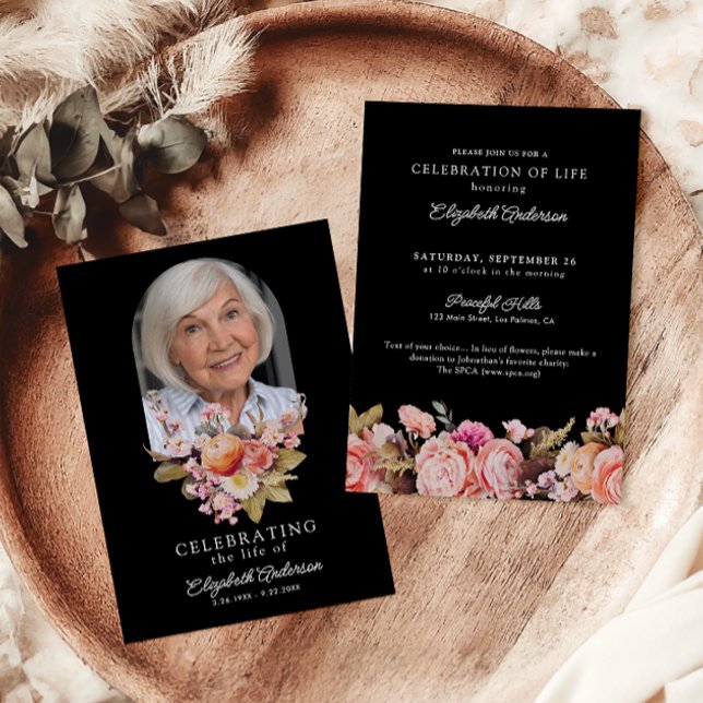 Celebration of Life Pink Roses & Peonies Floral Invitation (Creator Uploaded)