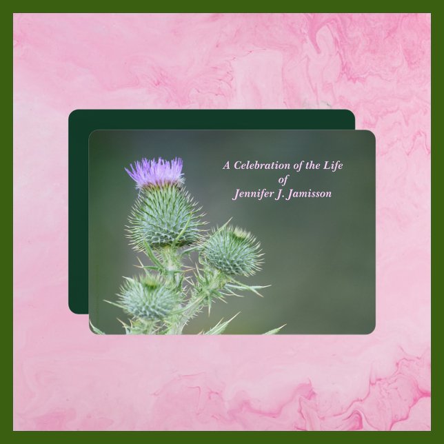 Celebration of Life Pink Wildflowers Thistle Invitation (Creator Uploaded)