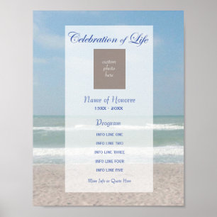 Celebration of Life Program Beach and Photo Poster