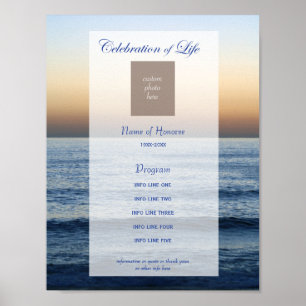 Celebration of Life program Ocean & photo Poster