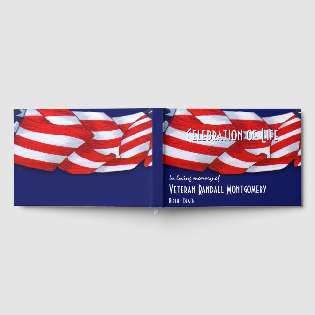 Celebration Of Life Red White Blue Bunting Guest Book (Full)