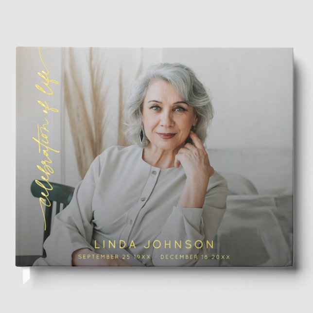 Celebration of Life Remembrance Photo Funeral  Guest Book (Front)