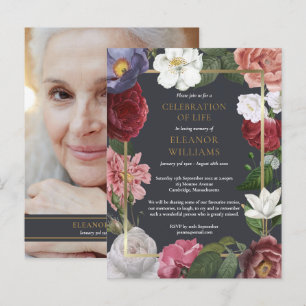 Celebration of Life Rose Floral Photo Announcement Postcard