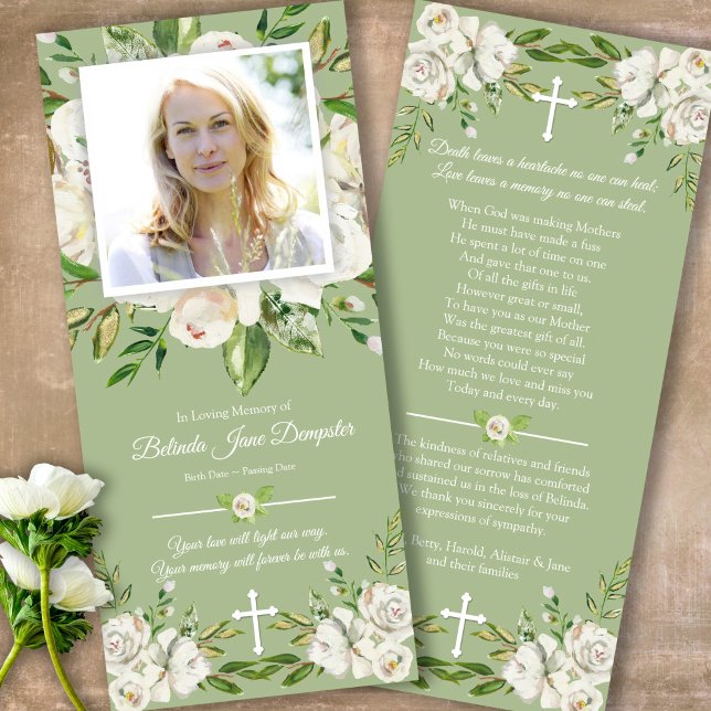 Celebration of Life Roses Funeral Thank You Card (Sympathy floral Celebration of Life, In Loving Memory, Forever in our Hearts Funeral thank you cards)