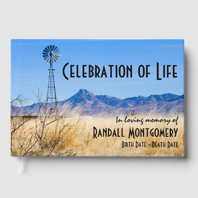 Celebration Of Life Rural Scenery Memorial Custom Guest Book (Front)