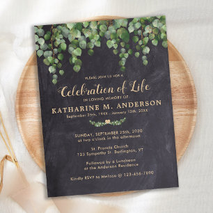 Celebration Of Life Rustic Greenery Funeral Invitation Postcard