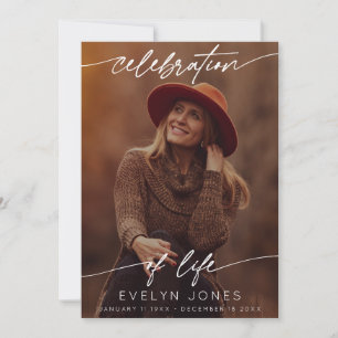 Celebration of Life Script Funeral Photo   Black Thank You Card