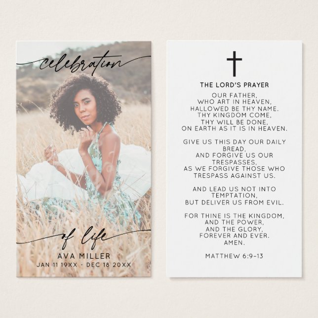 Celebration of Life Script Memorial Cross Prayer (Front & Back)