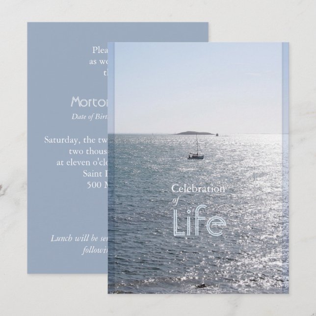 Celebration of Life Seascape 3 Invitations (Front/Back)