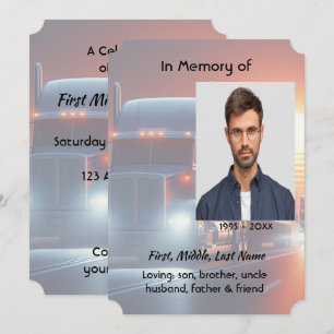 Celebration of Life Semi-Truck Tractor-trailer  Invitation