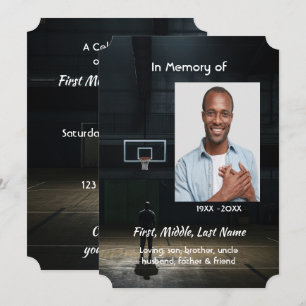 Celebration of Life Service Basketball Player Invitation