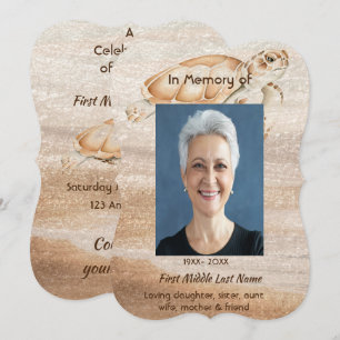 Celebration of Life Service Beach Sea Turtle  Invitation