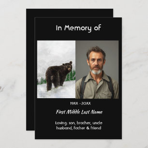 Celebration of Life Service Black Bear Animal Invitation