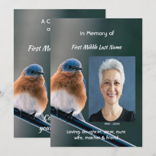 Celebration of Life Service Bluebird Garden Bird  Invitation
